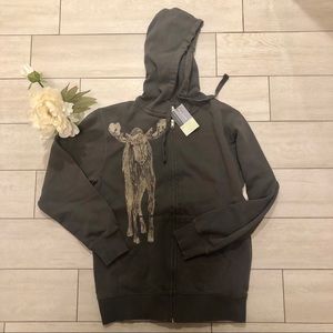 Handcrafted Olive Moose Hoodie